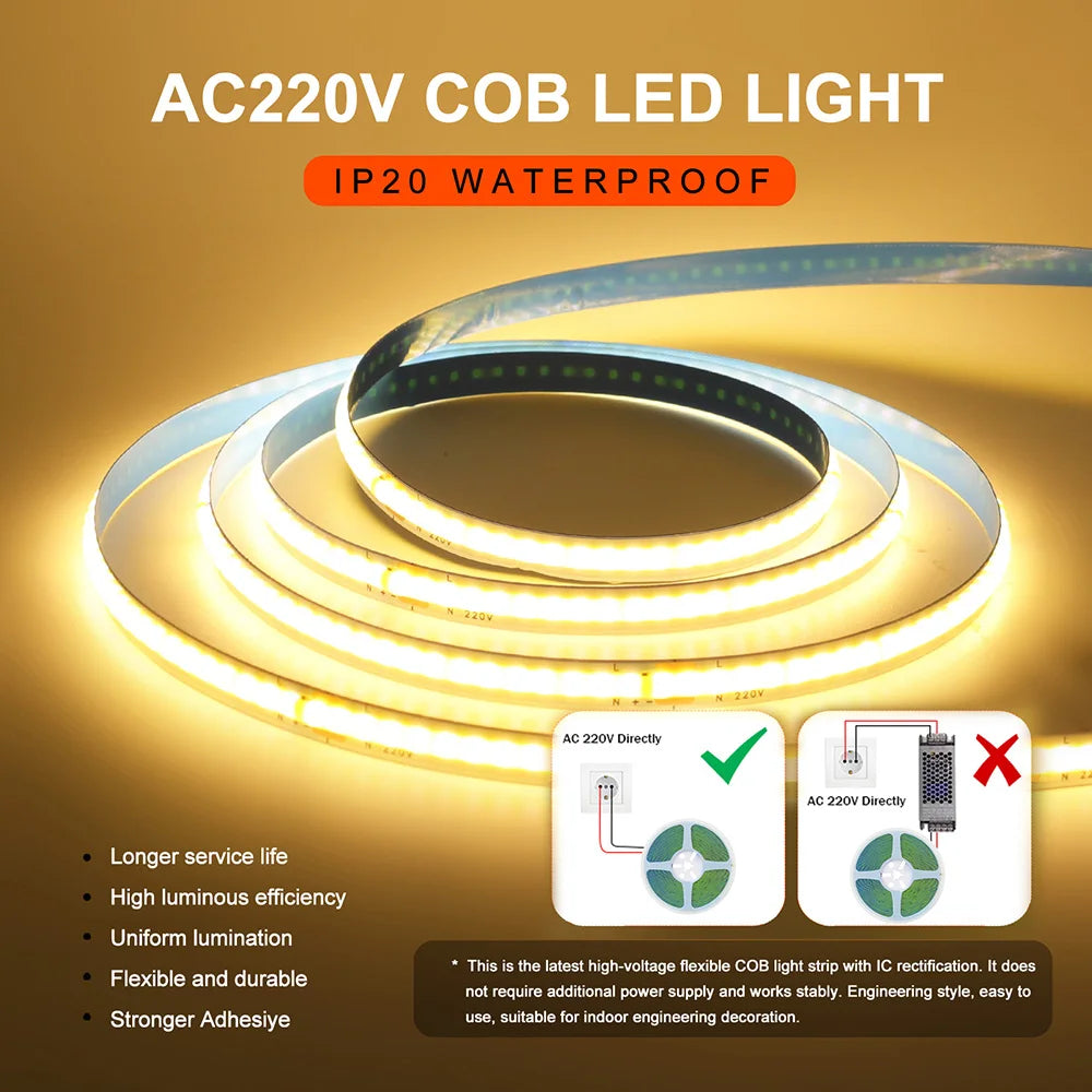 TOKYO® 220v  COB Roll 10m/ Strip Light Roll